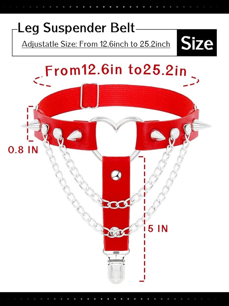 Lorealri Store Thigh High Garter Belt Adjustable Rock Heart Gothic Leg Suspender Belts Rave Party Thigh Lingerie for Women(2 PCs) - Image 4